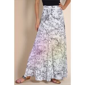 SOFT‎ SURROUNDINGS Skirt Amaranth PM Abstract Modern Artsy Elastic Back Waist